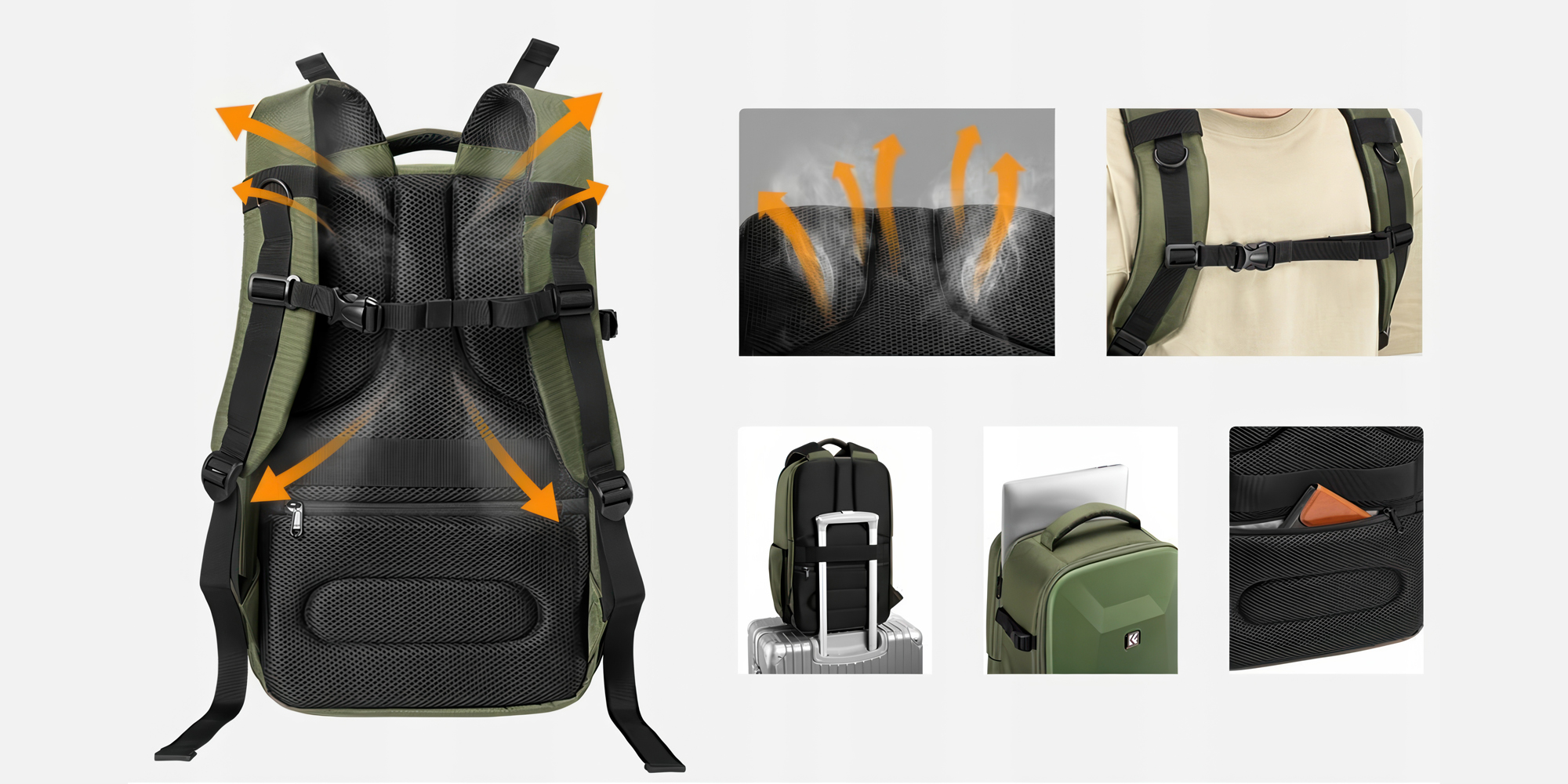 Plecak fotograficzny K&F Concept Nature Wander 22 l - zielony - Ergonomiczny design